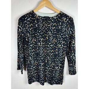 Talbots Women’s Sweater 100% Merino Wool Small Leopard Lightweight preppy